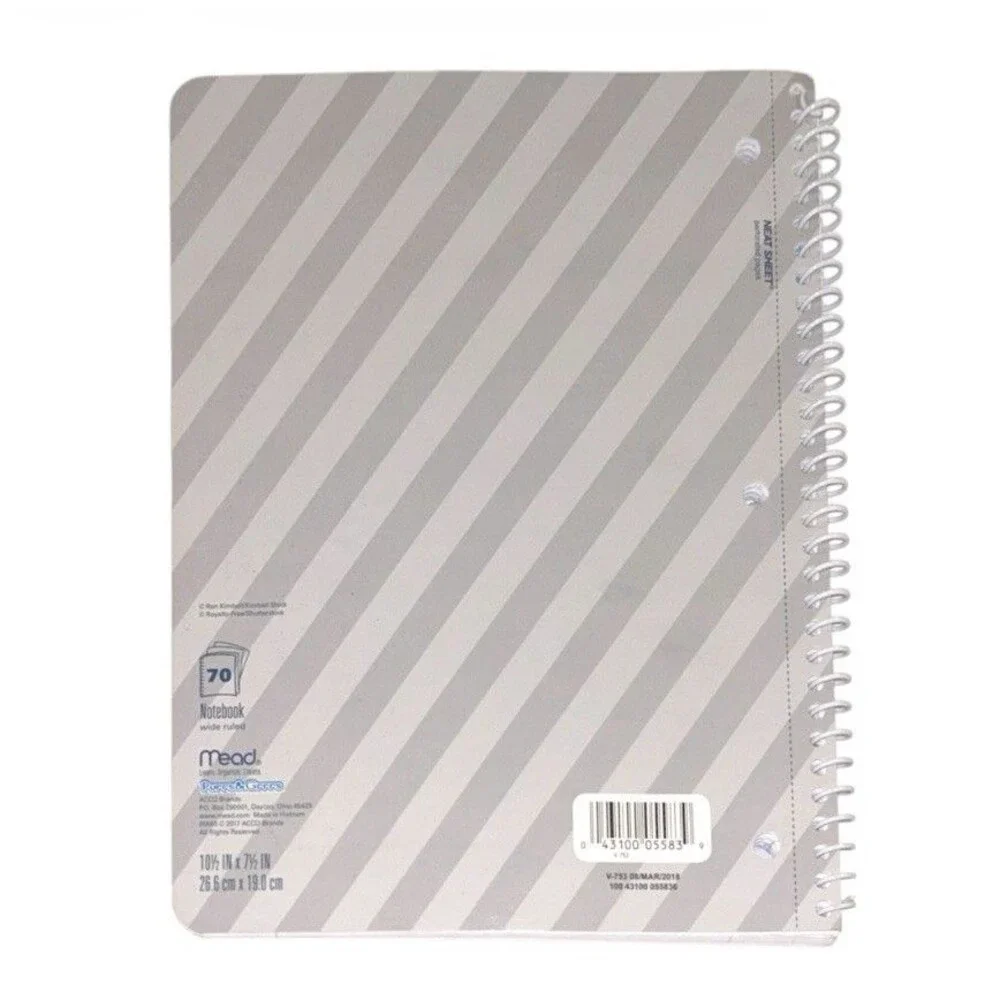 2x Mead Purrs and Grrrs Decorative Spiral Wide Ruled Notebooks 70 Sheets Each